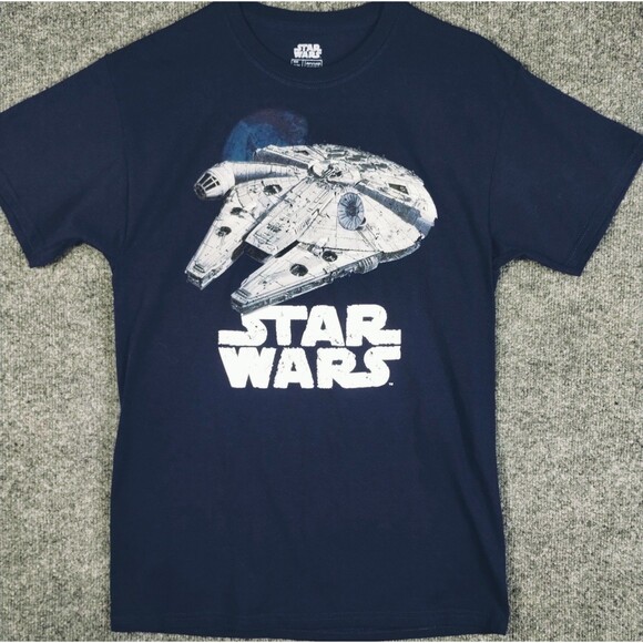Star Wars T-Shirt Men's M 38/40 Short Sleeve Enterprise Navy Blue Cotton Blend - Picture 1 of 7